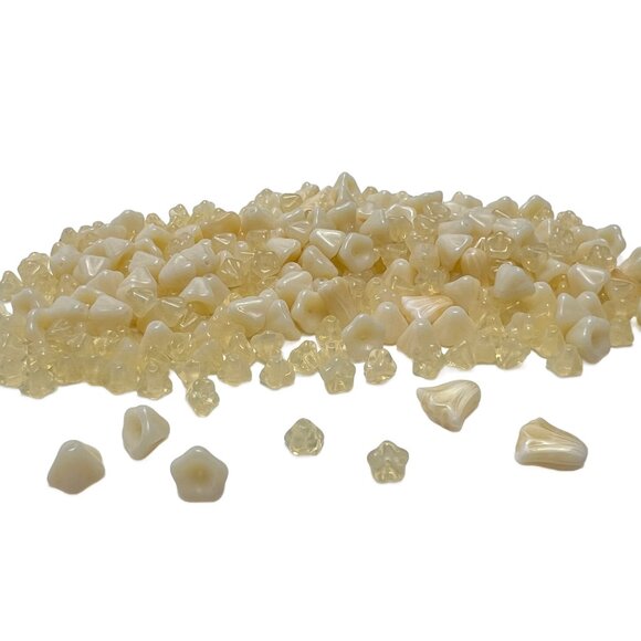 280+ Czech Flowers Glass Bead Mix Cream Jewelry Making Supplies - Picture 2 of 9